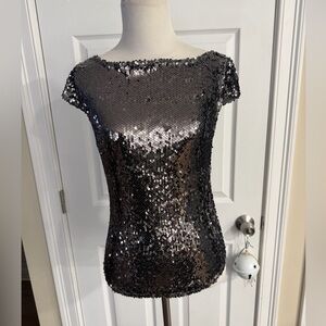 Free People Black and Silver Sequin Blouse